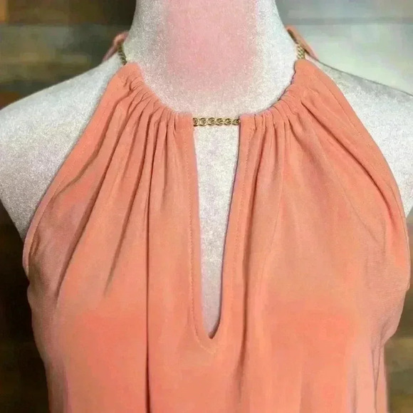 Ramy Brook Rosette Top with Gold Chain Detail in Deco Rose (Peach), Size XS. NWT - Picture 7 of 11